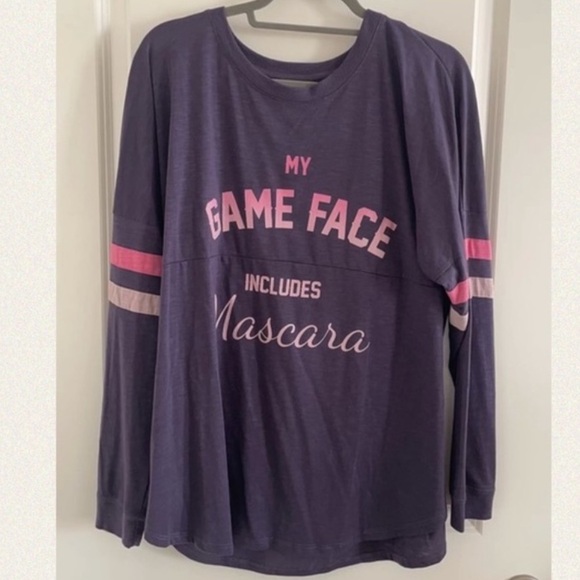 Maurices Tops - MAURICES 🏈 PURPLE/PINK “GAME FACE” LONG SLEEVE FOOTBALL TSHIRT Women’s 1 16W 18W